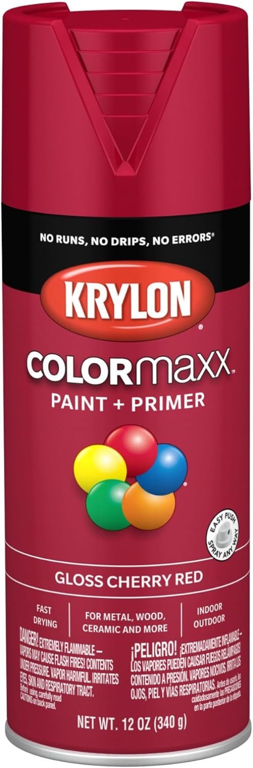 Fast-Drying 12 oz KRYLON COLORmaxx Gloss Cherry Red Spray Paint for All Surfaces