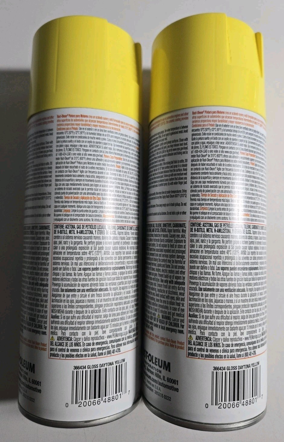 2 RUSTOLEUM 366434 Gloss Daytona Yellow Engine Enamel Ceramic Coating