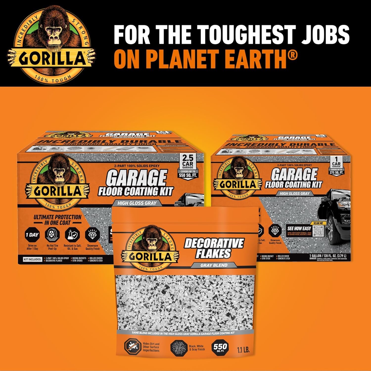 Gorilla Garage Epoxy Floor Flakes Gray Black White Blend Decorative Chips