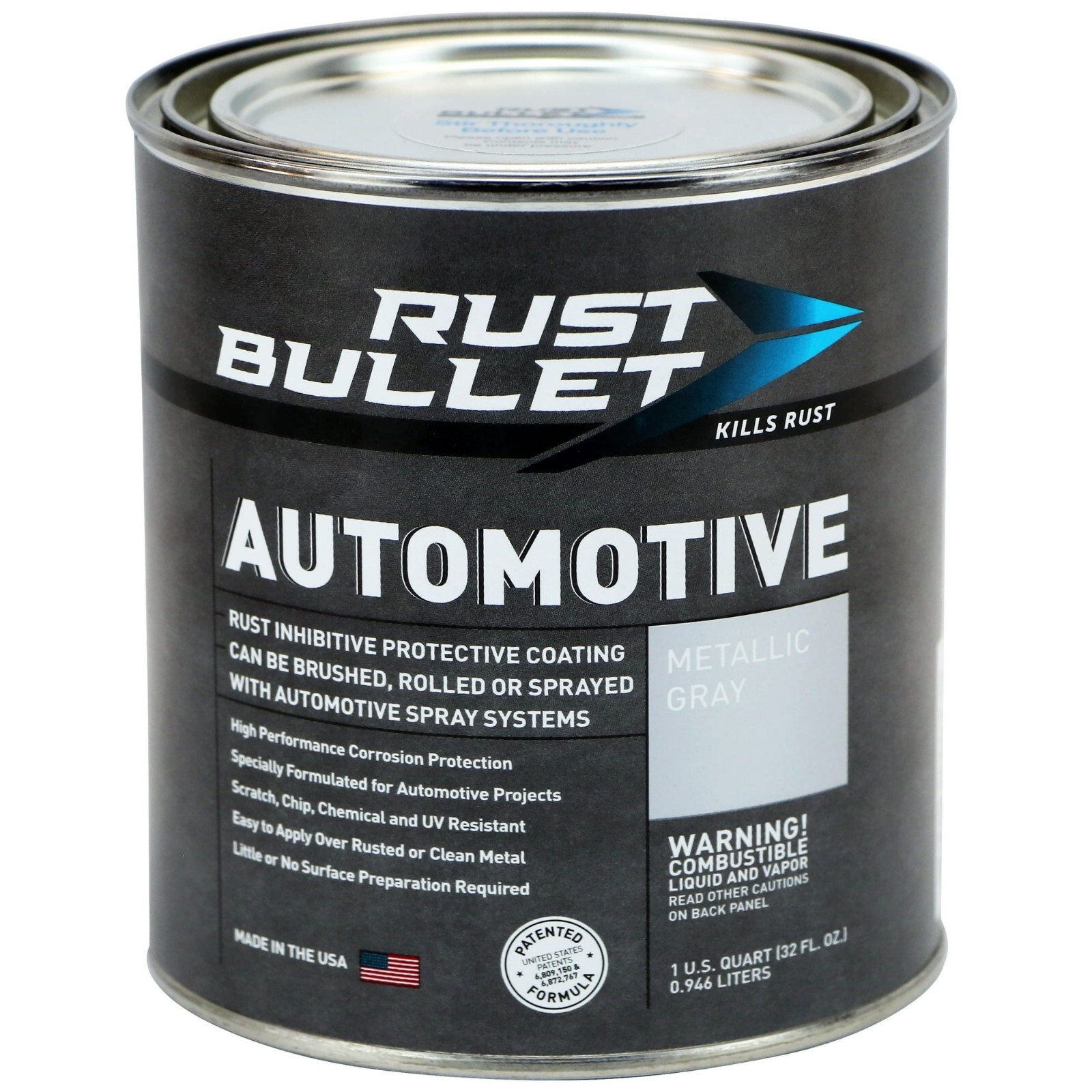 Rust Bullet – Automotive – Rust Inhibitor Rust Paint – Quart Metallic Gray