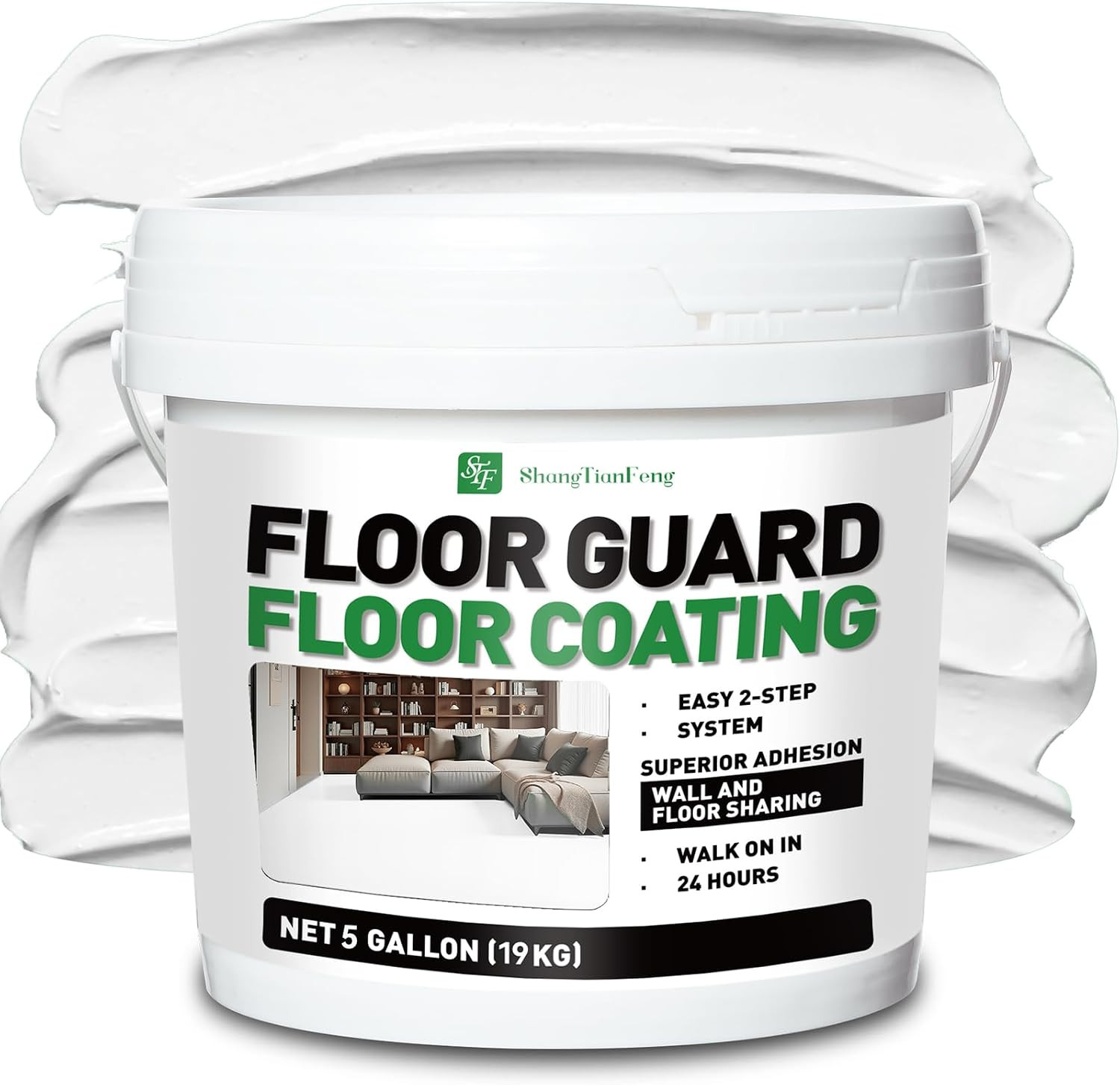 5 Gallon, Professional Floor or Wall Paint Kit (White, 800-1000 Sq.Ft)) -Acrylic