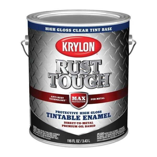 (1)-Krylon Rust Tough Oil-Based Gloss Rust Control Enamel, Clear Base, 1 Gal.