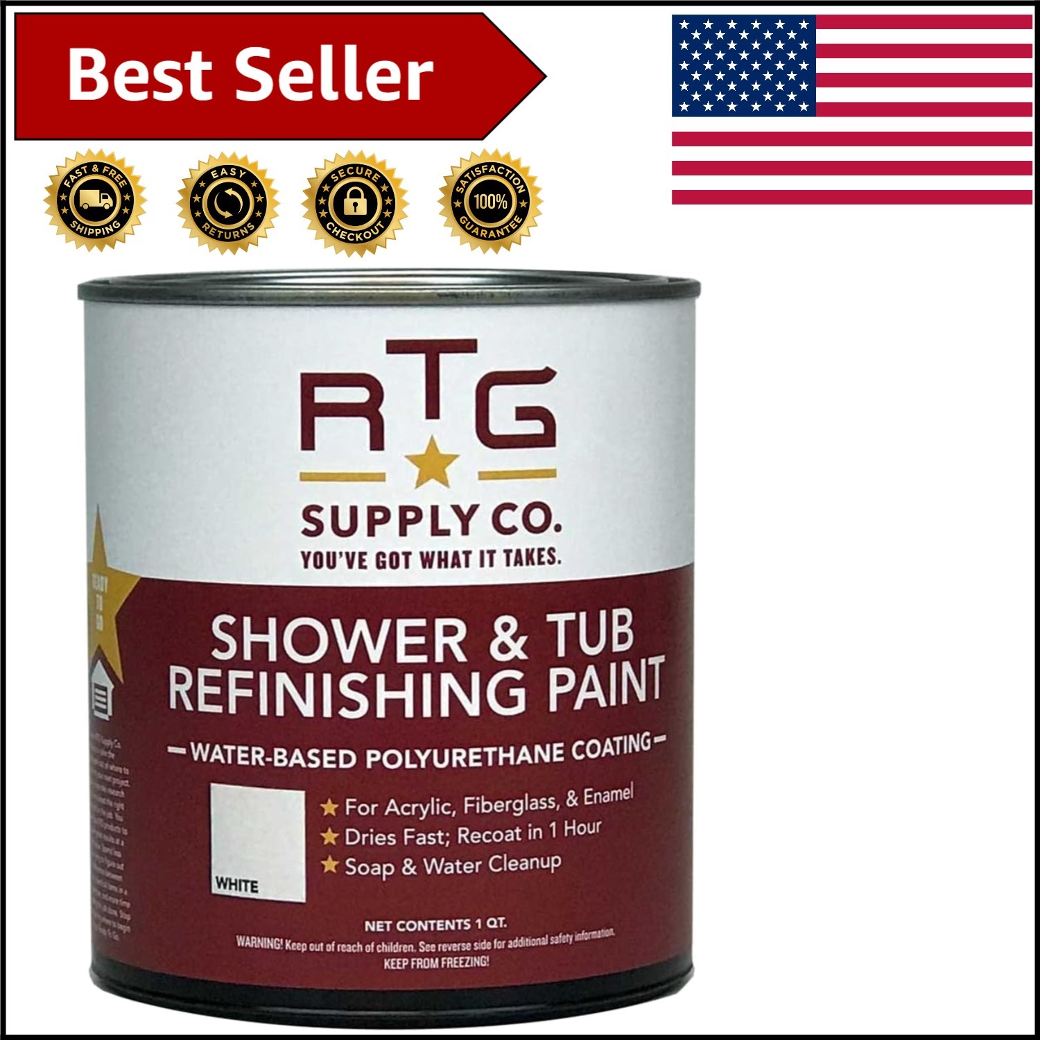 32 Fl Oz RTG Tub & Shower Refinishing Paint – Affordable, Easy to Use, Fast Dry