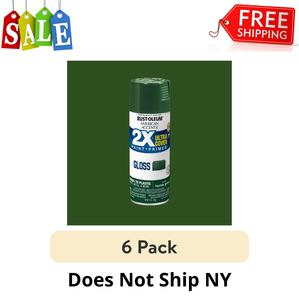 Rust-Oleum Gloss Hunter Green Spray Paint, American Accents 2X, 12 oz, 6 Pack