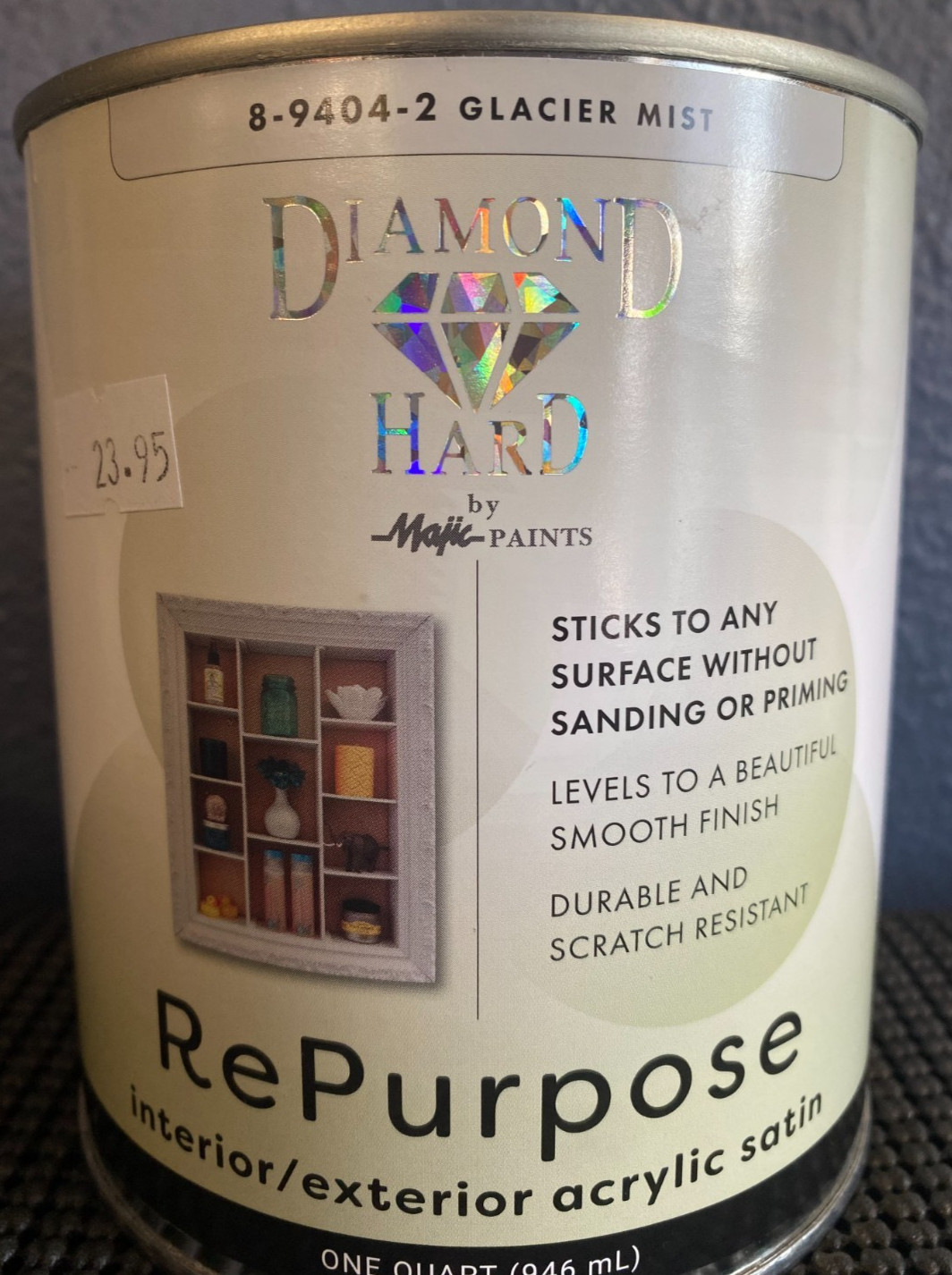 Majic Diamond Hard RePurpose Acrylic Satin Paint – 1 Qt Glacier Mist
