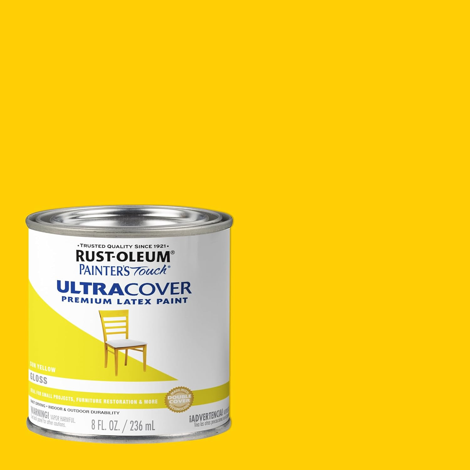 Rust-Oleum 1945730 Painter’S Touch Latex Paint, Half Pint, Gloss Sun Yellow, 8 F