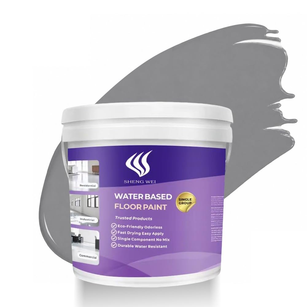 Floor Paint,1 Gallon Medium Gray, Water-Based 1K Concrete Sealer, Matte Finis…