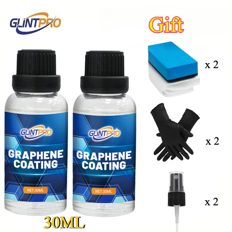 2 Sets 10H+ Graphene Ceramic Coating 30ML Car Scratch Remover Kit High Gloss