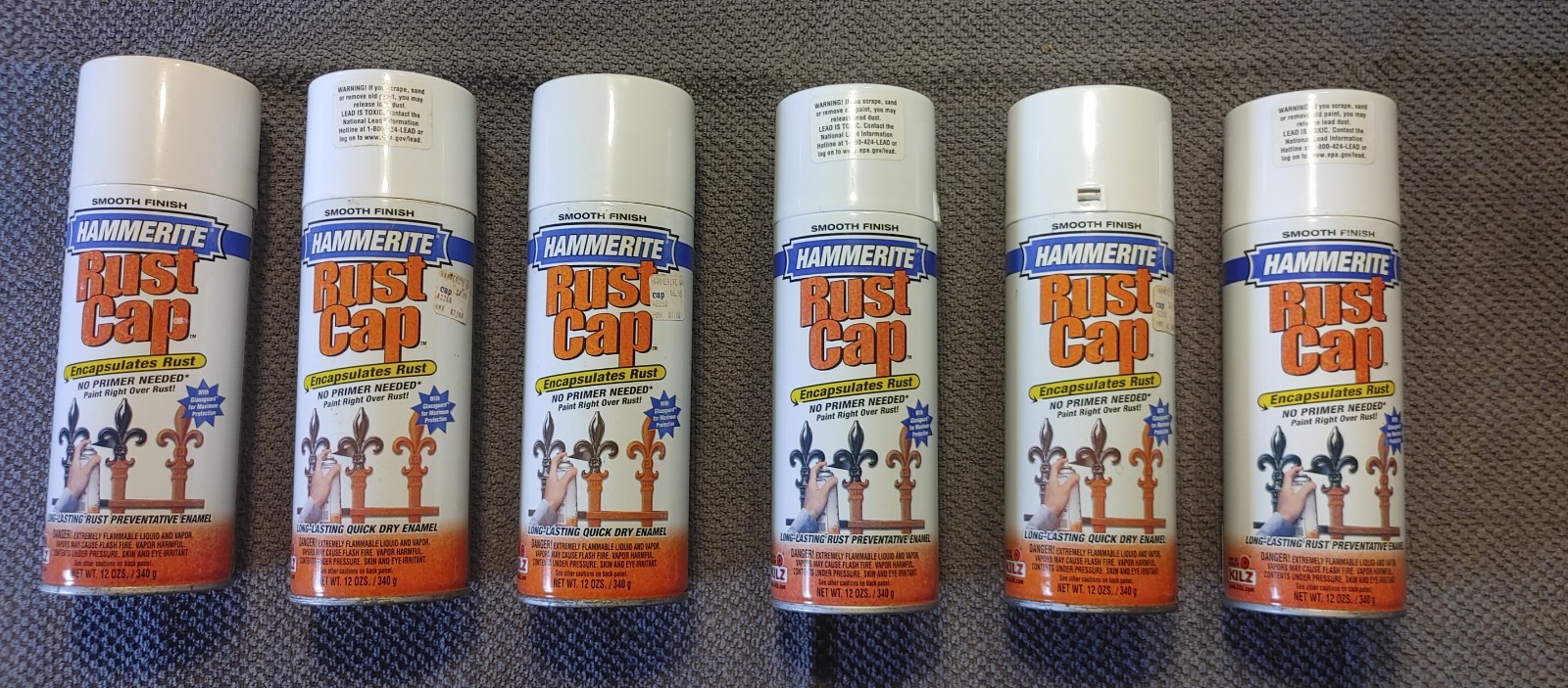 Hammerite Rust Cap White Smooth Finish 12 oz Spray Enamel Paint + Primer (6)