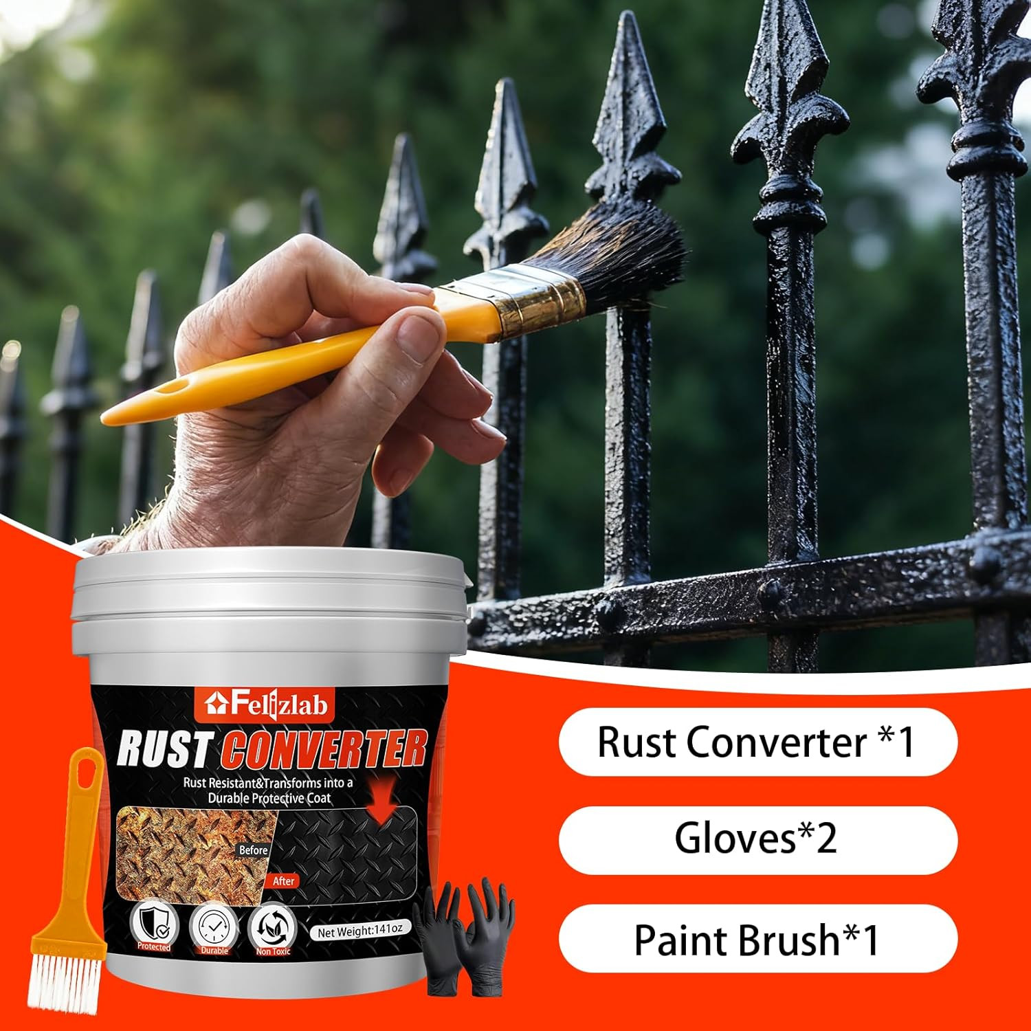2-In-1 Rust Converter & Metal Primer, 141Oz Rust Reformer Paint for Metal, Autom