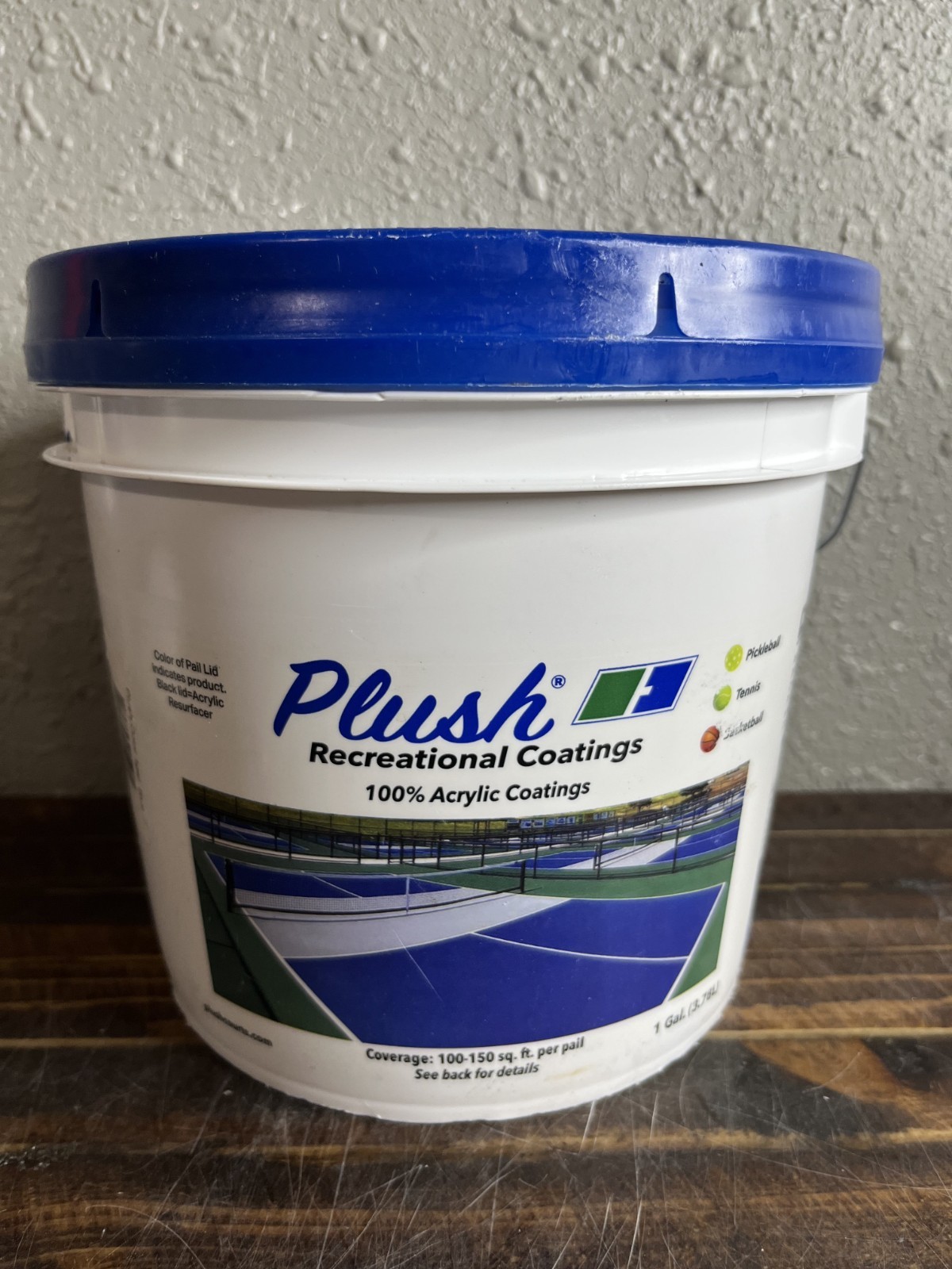 Plush Recreational Coatings 100% Acrylic Court Paint Blue 1 Gal Pail 09093232012