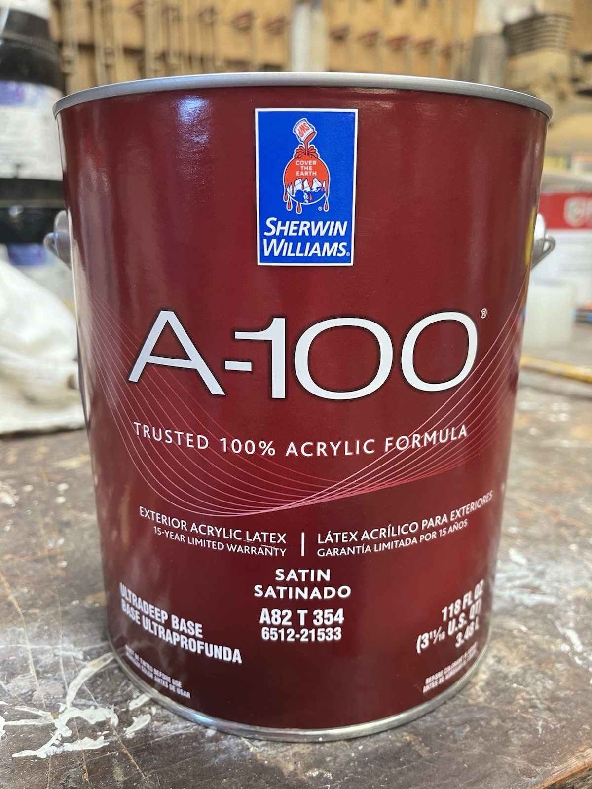 1 Gal. Sherwin Williams A-100 Exterior Satin Acrylic Paint / Tricorn Black