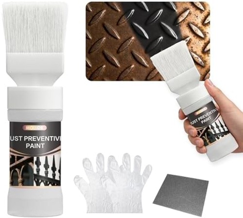 2-in-1 Black Rust Converter & Metal Primer (5.29 Oz) with Brush, Anti-Rust Co…