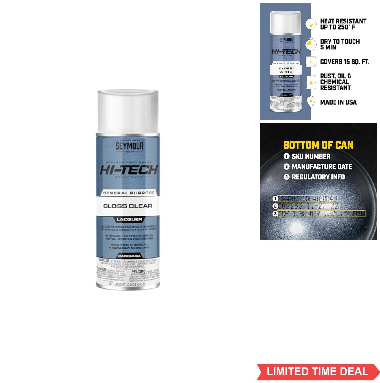 Spray Paint Gloss Clear UV Resistant Metal Wood Fiberglass Interior Exterior
