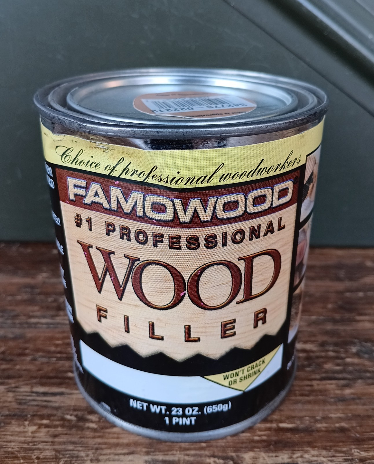 Professional Wood Filler ~ Oak ~ FamoWood Putty 1-pint 23oz Can Woodworking ~New