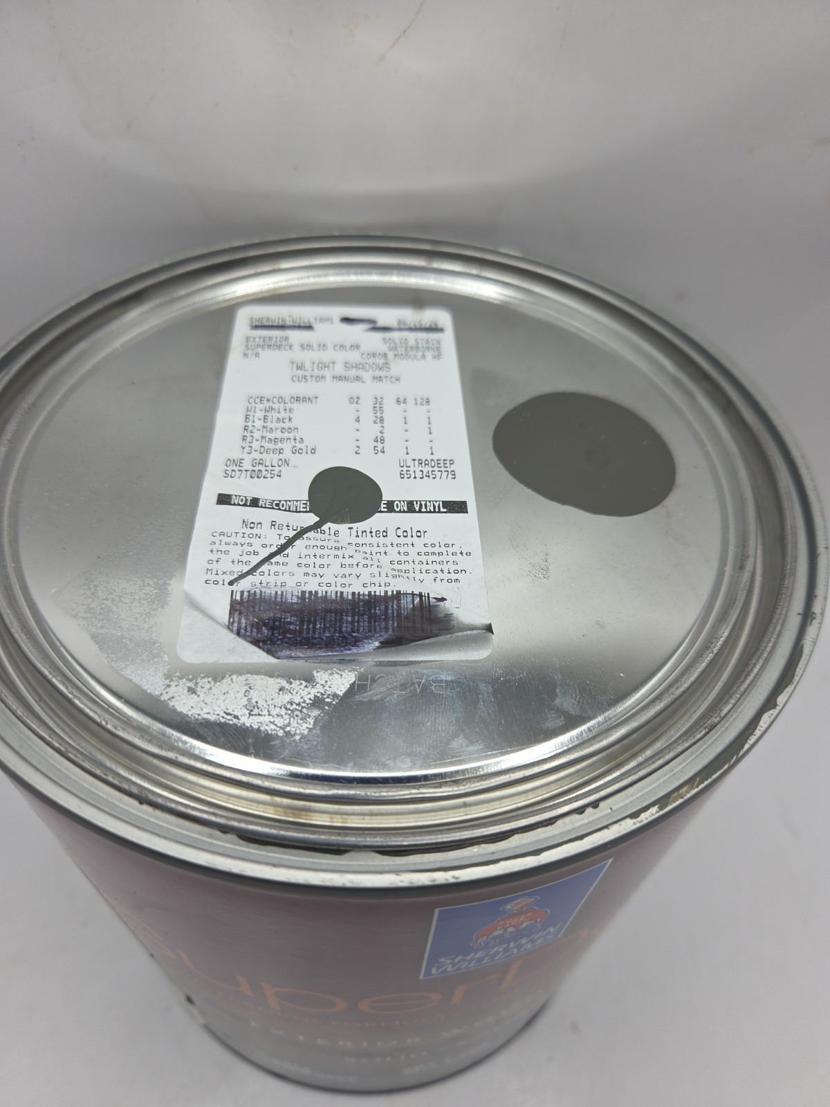 1 Gallon Sherwin Williams Superdeck Exterior Solid Color Twilight Shadows Wood