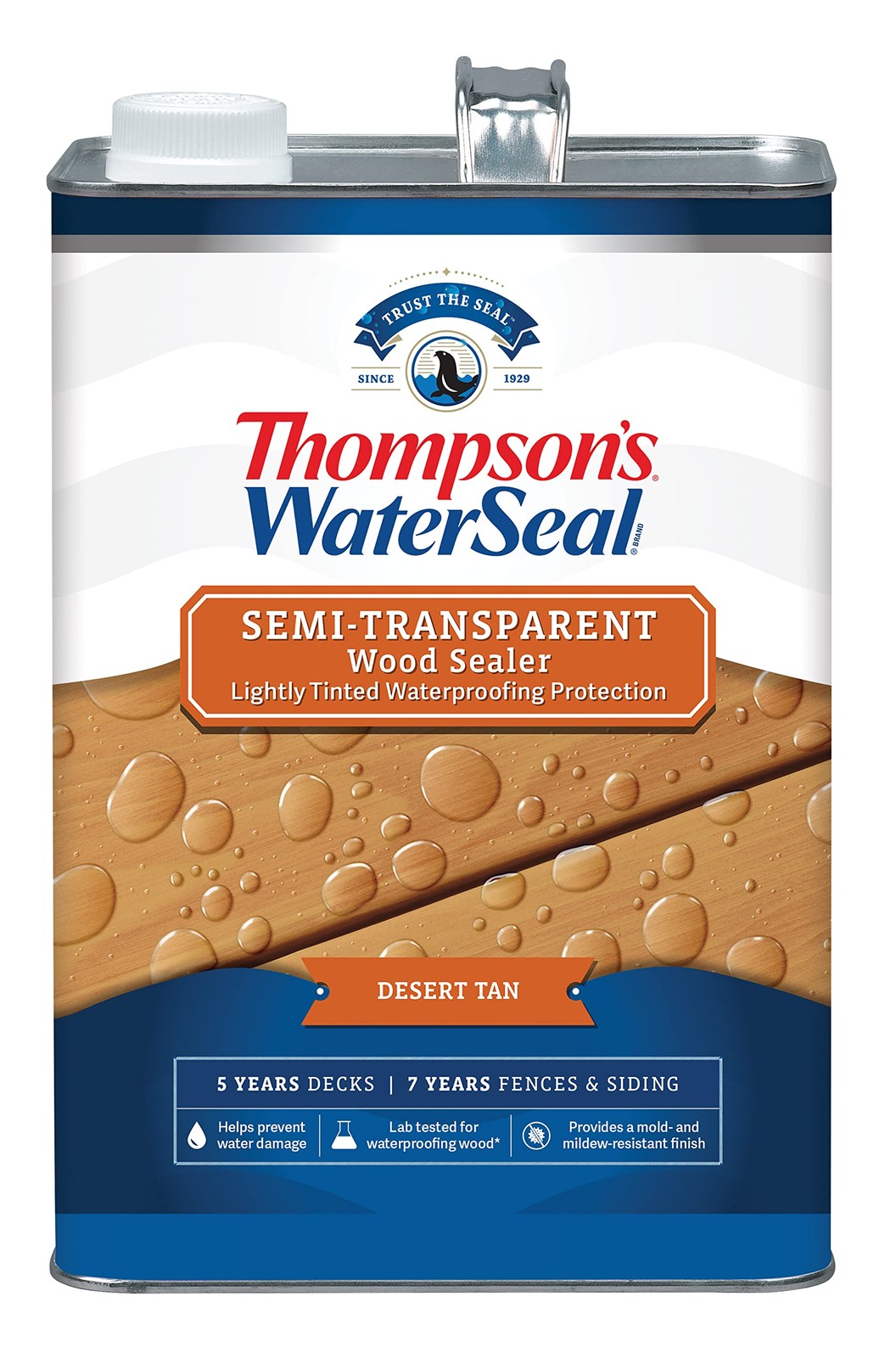 Thompson’s WaterSeal Semi-Transparent Waterproofing Wood Stain and Sealer, De…