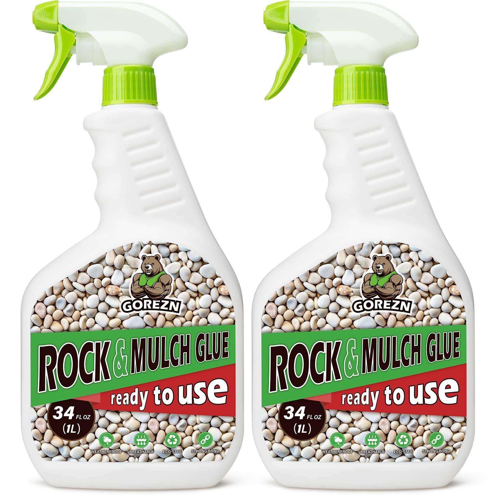 GoRezn Mulch Glue for Landscaping with Sprayer 68 OZ, Rock 68 oz, transparent