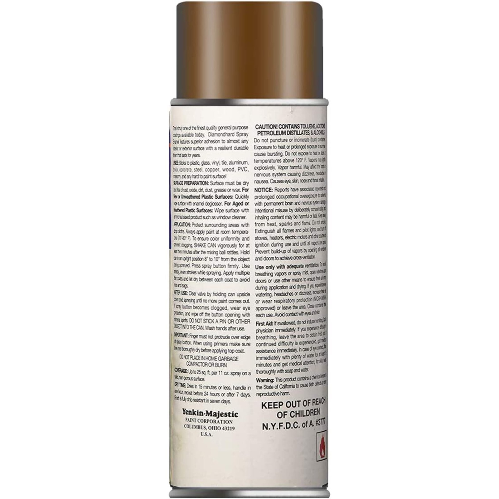 Majic Paints 8-21502-8 11 oz. Dark Brown Diamond Hard Spray Enamel – Dark brown