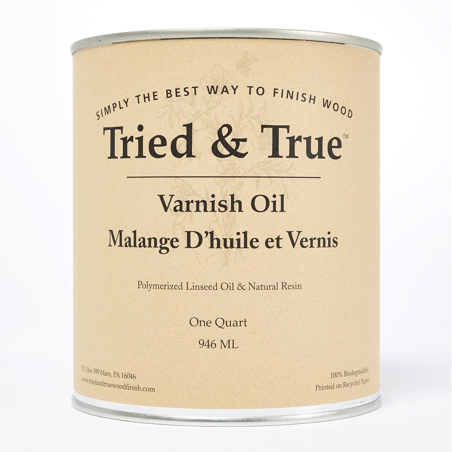 Varnish Oil – Quart – All-Purpose All-Natural Finish for Wood, Food Safe, Solven