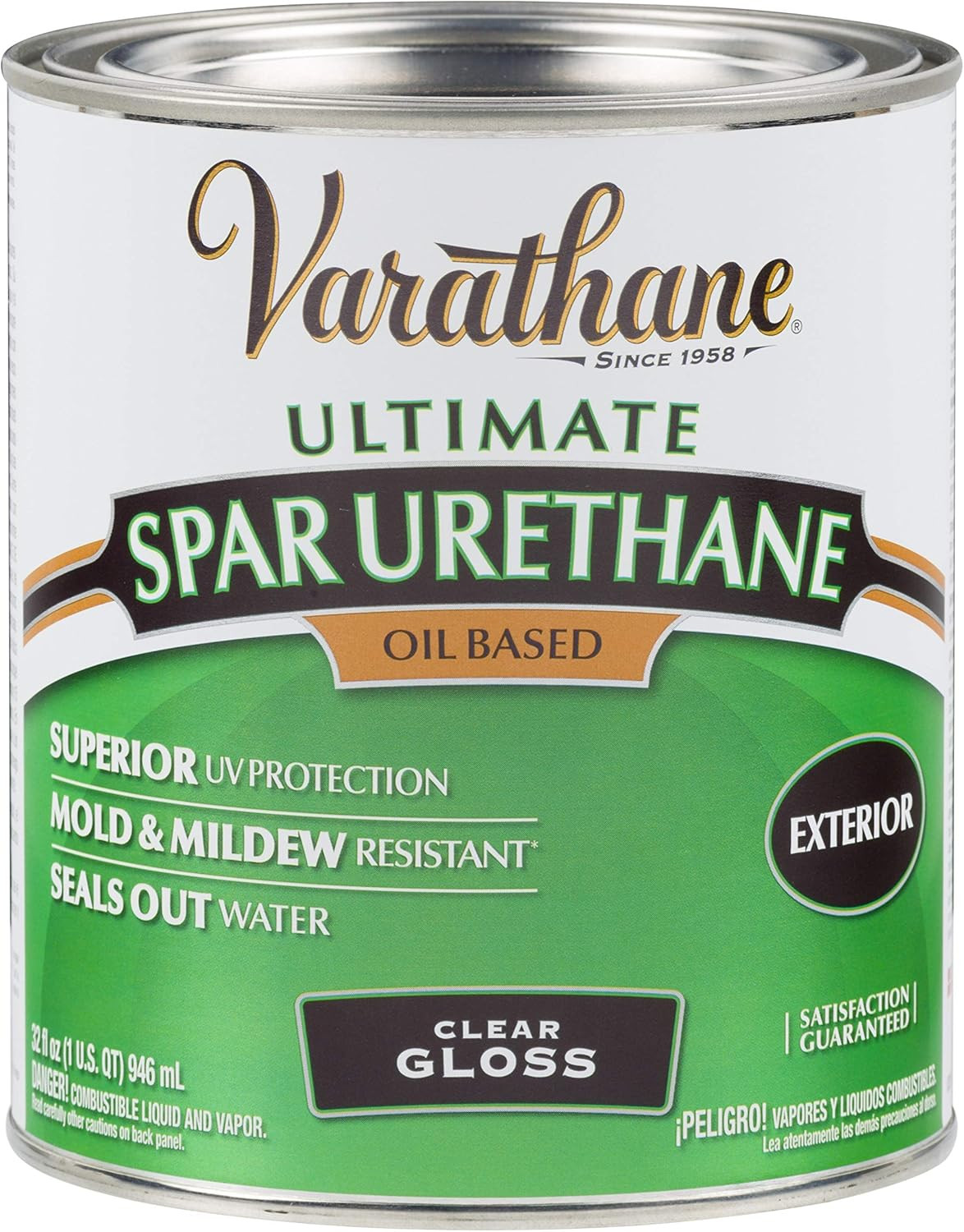 Varathane 242180H Classic Clear Oil Based Outdoor Spar 275 Voc Urethane, Quart,