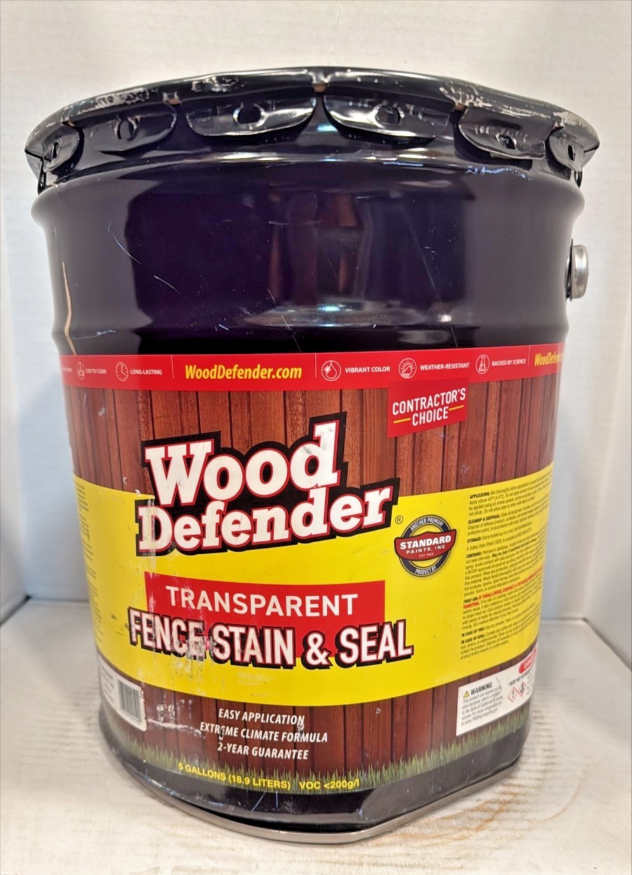Wood Defender Transparent Fence Saddle Tan Stain Dented Can/Missing Handle 5 gal