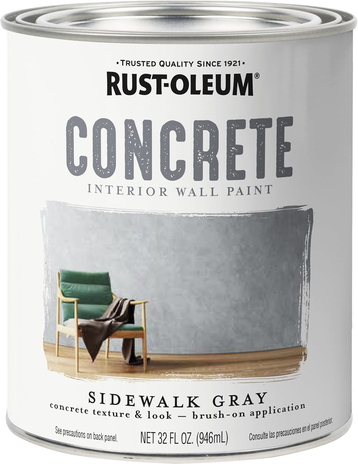 379908-2PK Concrete Interior Wall Paint, Quart, Sidewalk, (Pack of 2)
