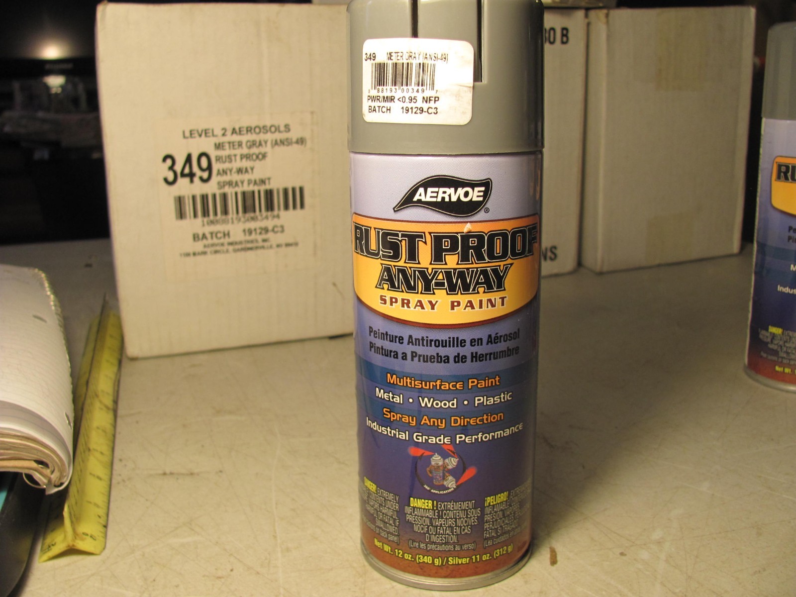 6- Aervoe Rust Proof Spay paint. 12oz.cans.Gray Metal, Wood, Plastic