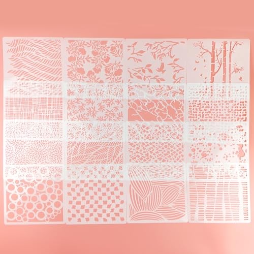 16 Pcs Layering Stencils for Painting – 6″x6″ Mixed Texture Mixed Style 2