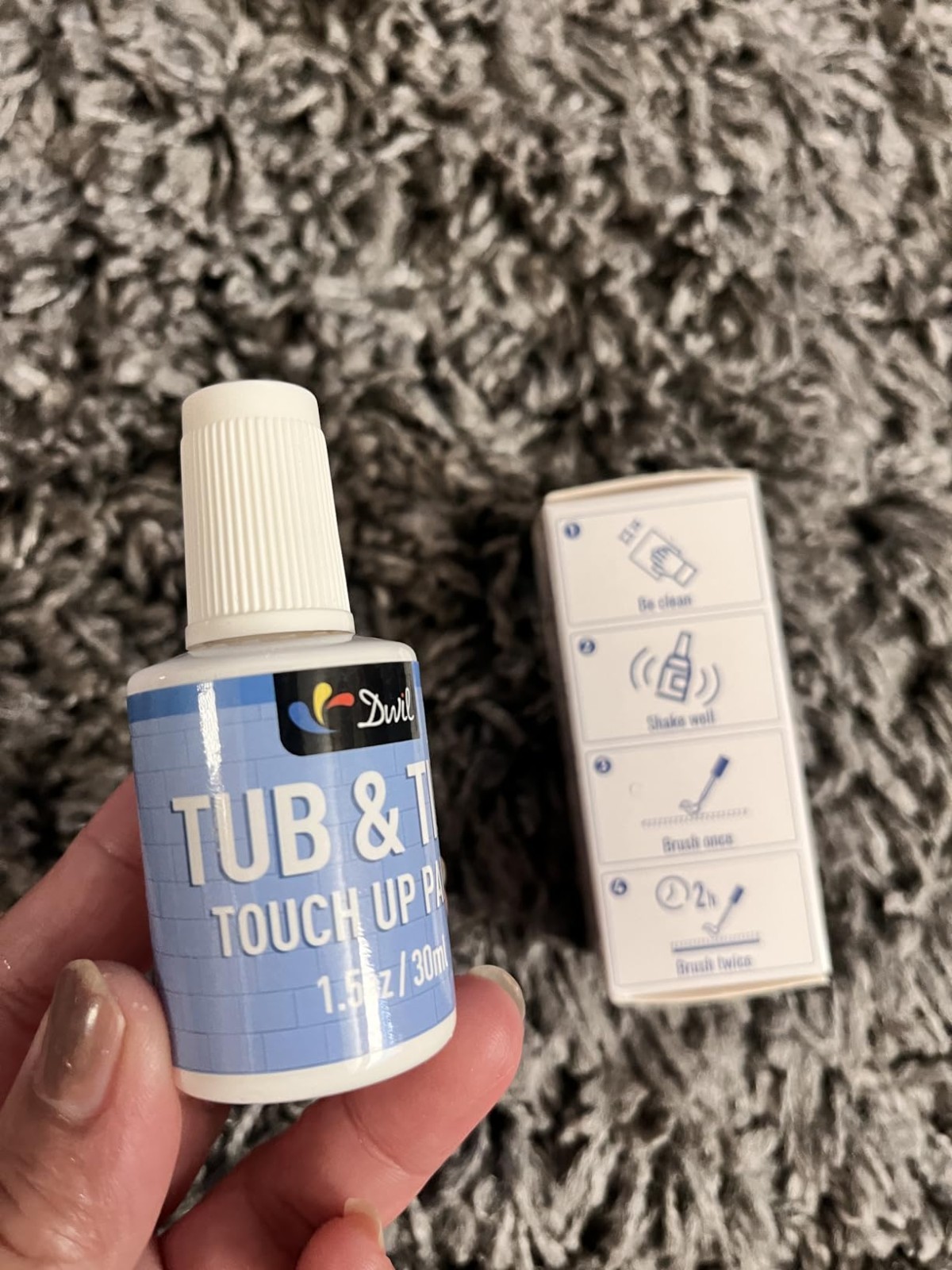 White Tub Tile Touch Up Paint Porcelain Repair Kit for Bathtub Sink Toilet 1.5oz