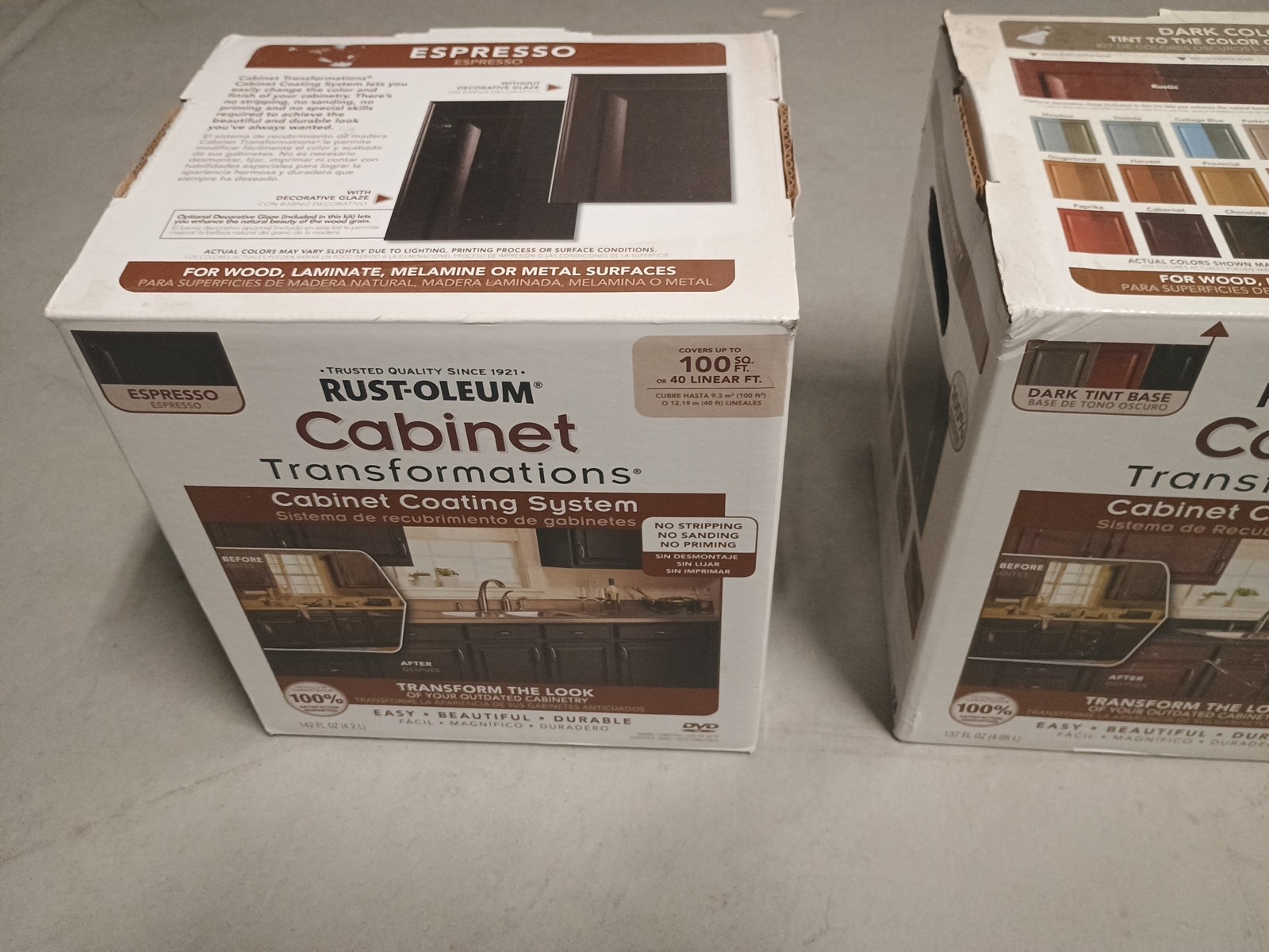 Rust-Oleum Cabinet Transformations Complete Coating Kit Light Tint Base New 2Lot