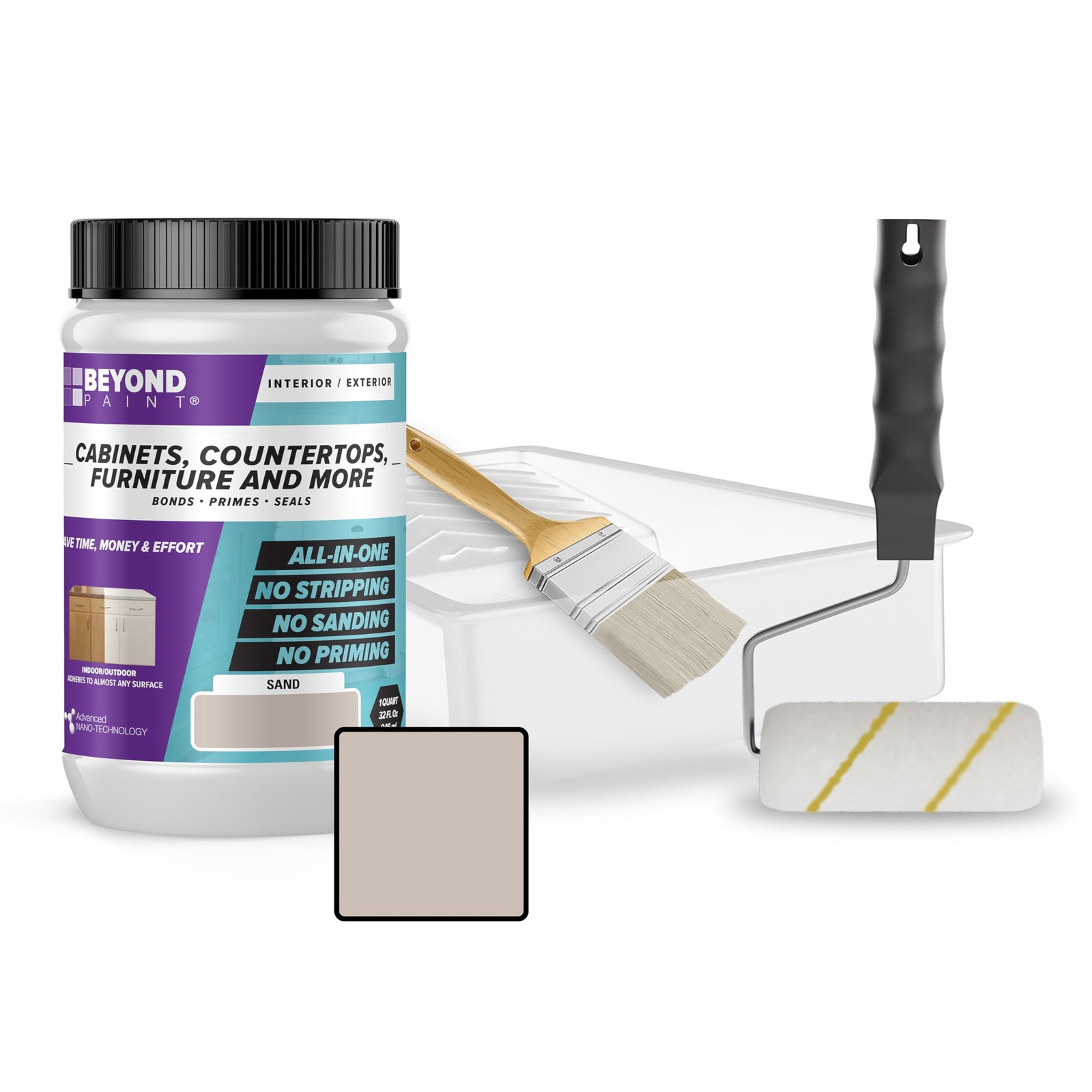 Cabinet Makeover Kit with Paint and Tools for Cabinets, Countertops, Furnitur…