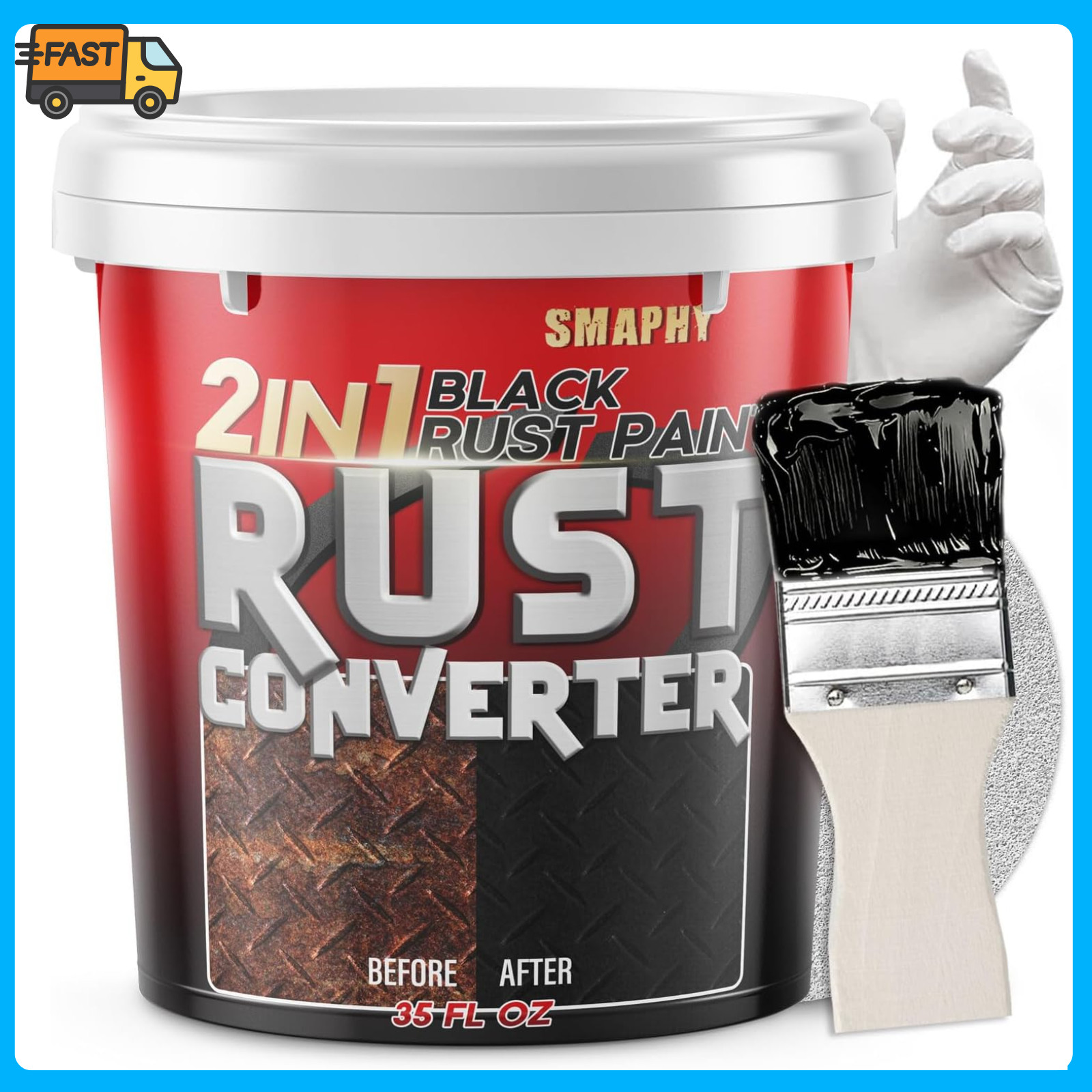2 in 1 Rust Converter Metal Primer 35oz Black Rust Reformer Paint Matte Black