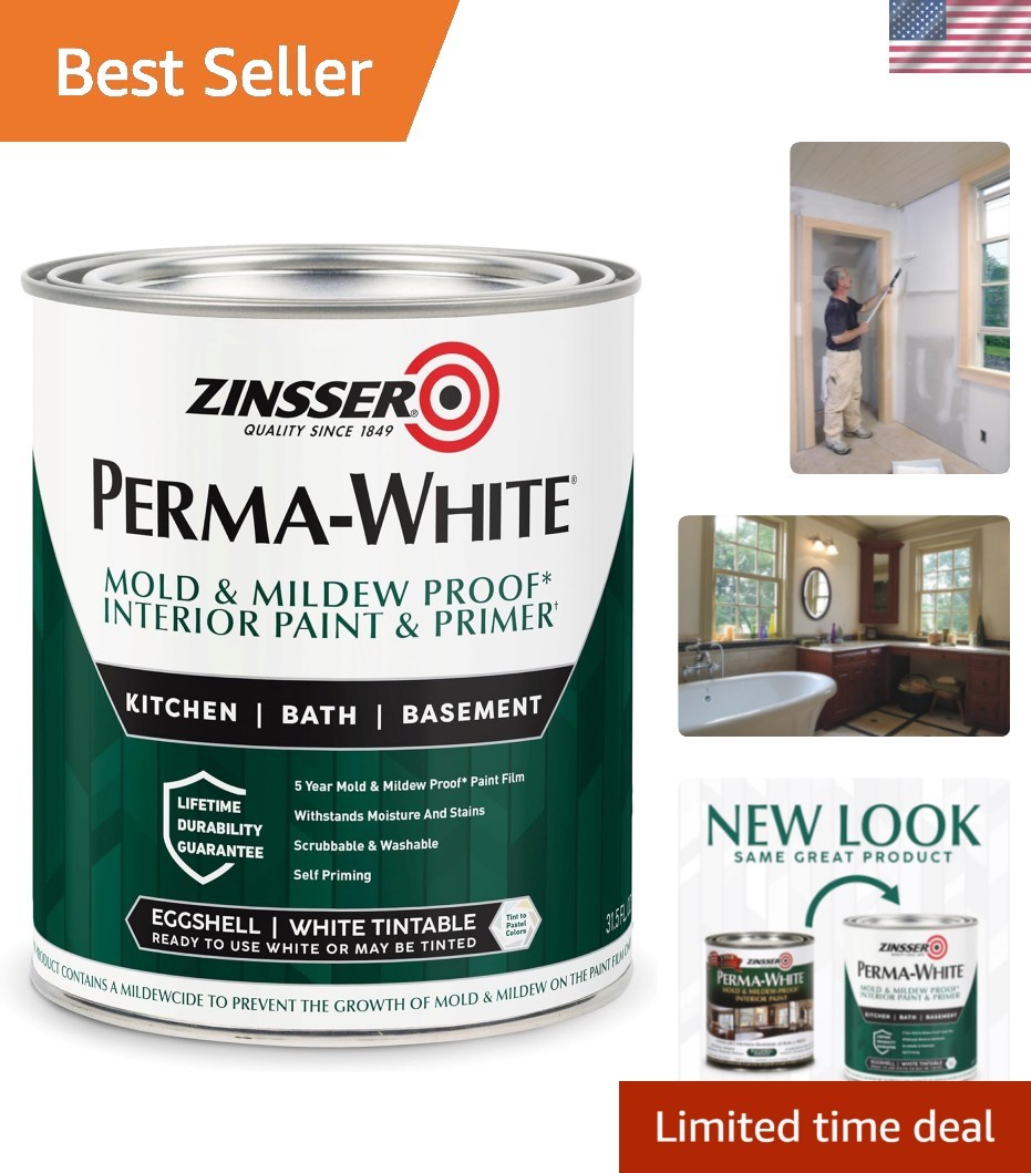 Quick-Dry PERMA-WHITE Mold-Proof Paint for Moisture-Rich Interiors, 31.5 Fle Oz