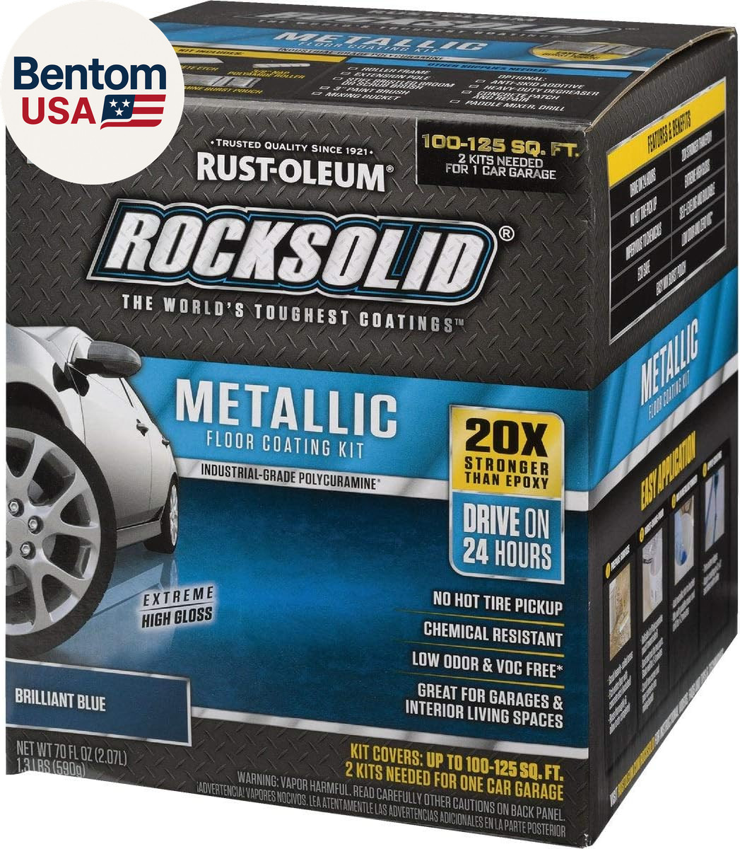 299745 Rock-Solid Metallic Garage Floor Coating Kit, Brilliant Blue