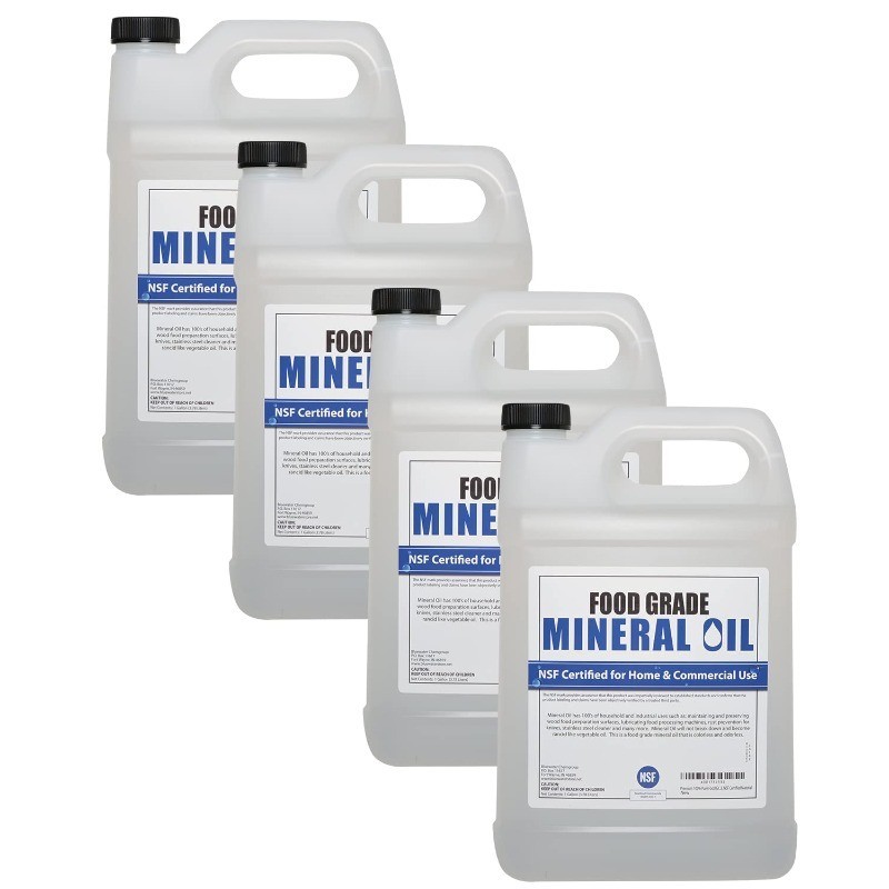 Premium 100% Pure Food Grade Mineral Oil USP 4 Pack of Gallons Food Safe Butcher