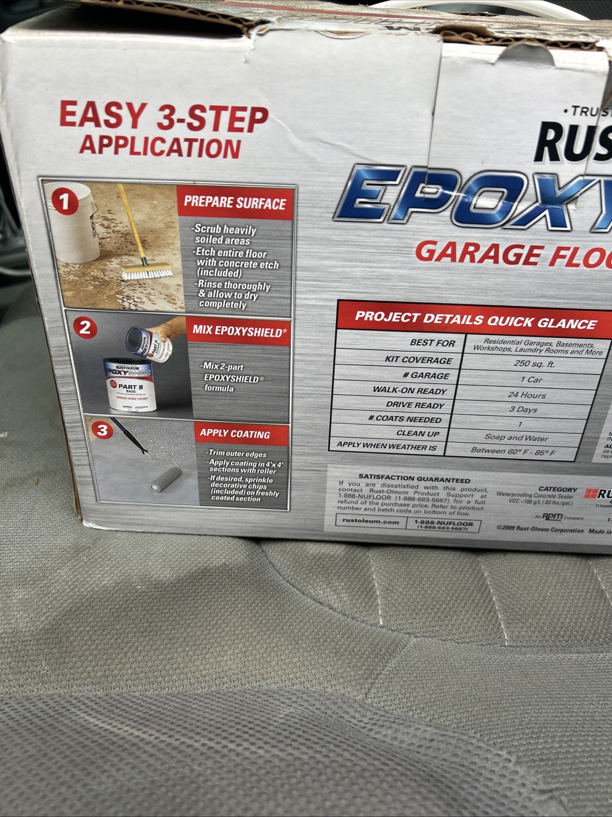 Rust-Oleum Epoxy Shield Garage Floor Coating – Gloss Gray, 1 Car (251965)