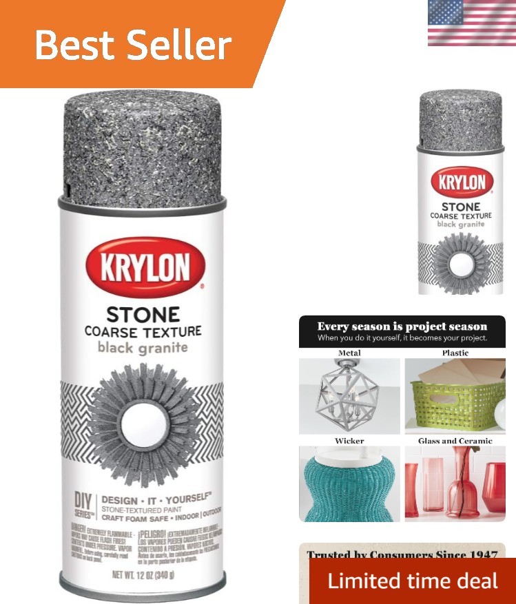 12 Oz Black Granite Coarse Texture Spray Paint – Indoor/Outdoor Metallic Finish