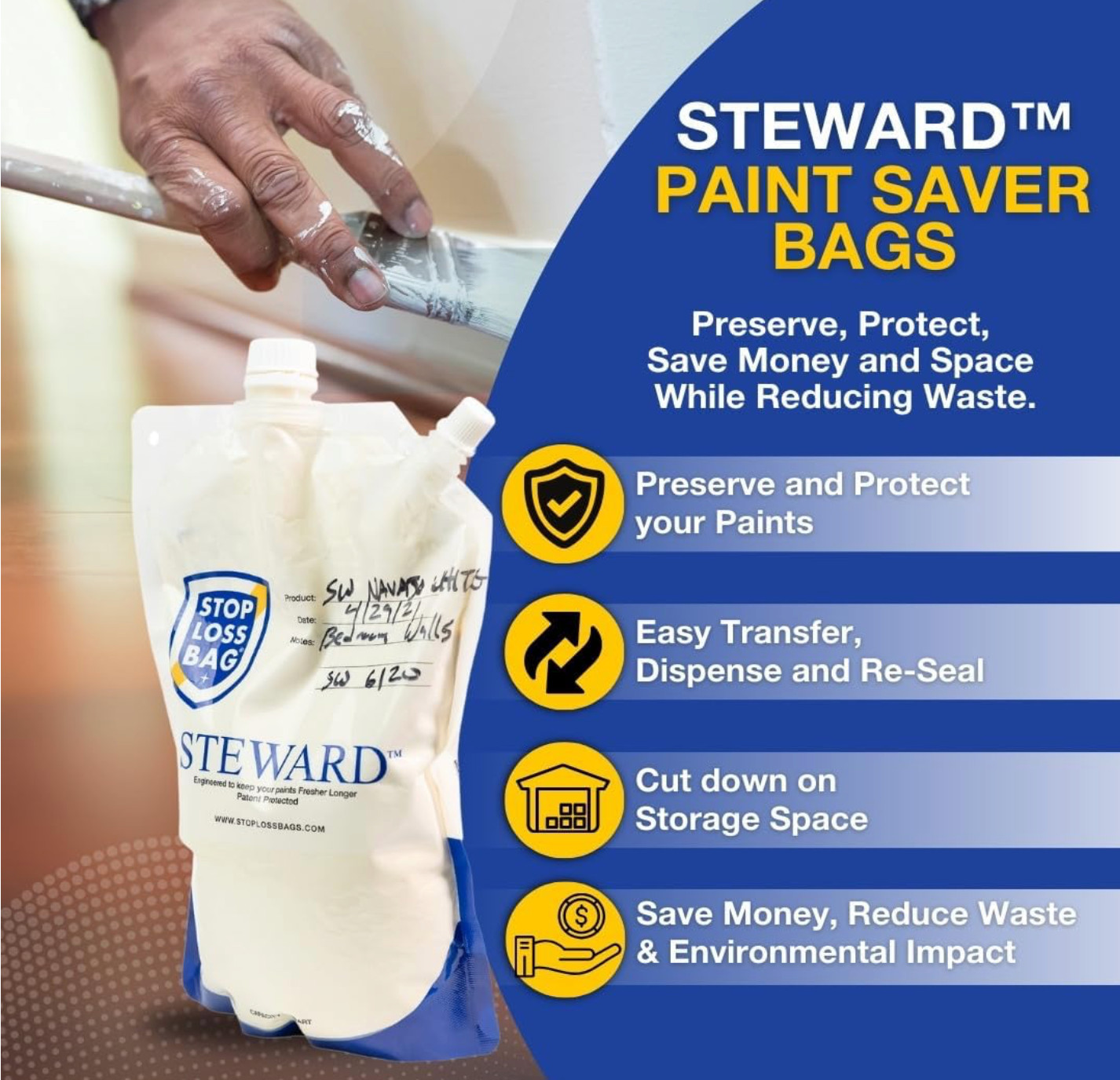 STEWARD – Stop Loss Paint Saving Bags – 8 Bag Complete Paint Storage Kit
