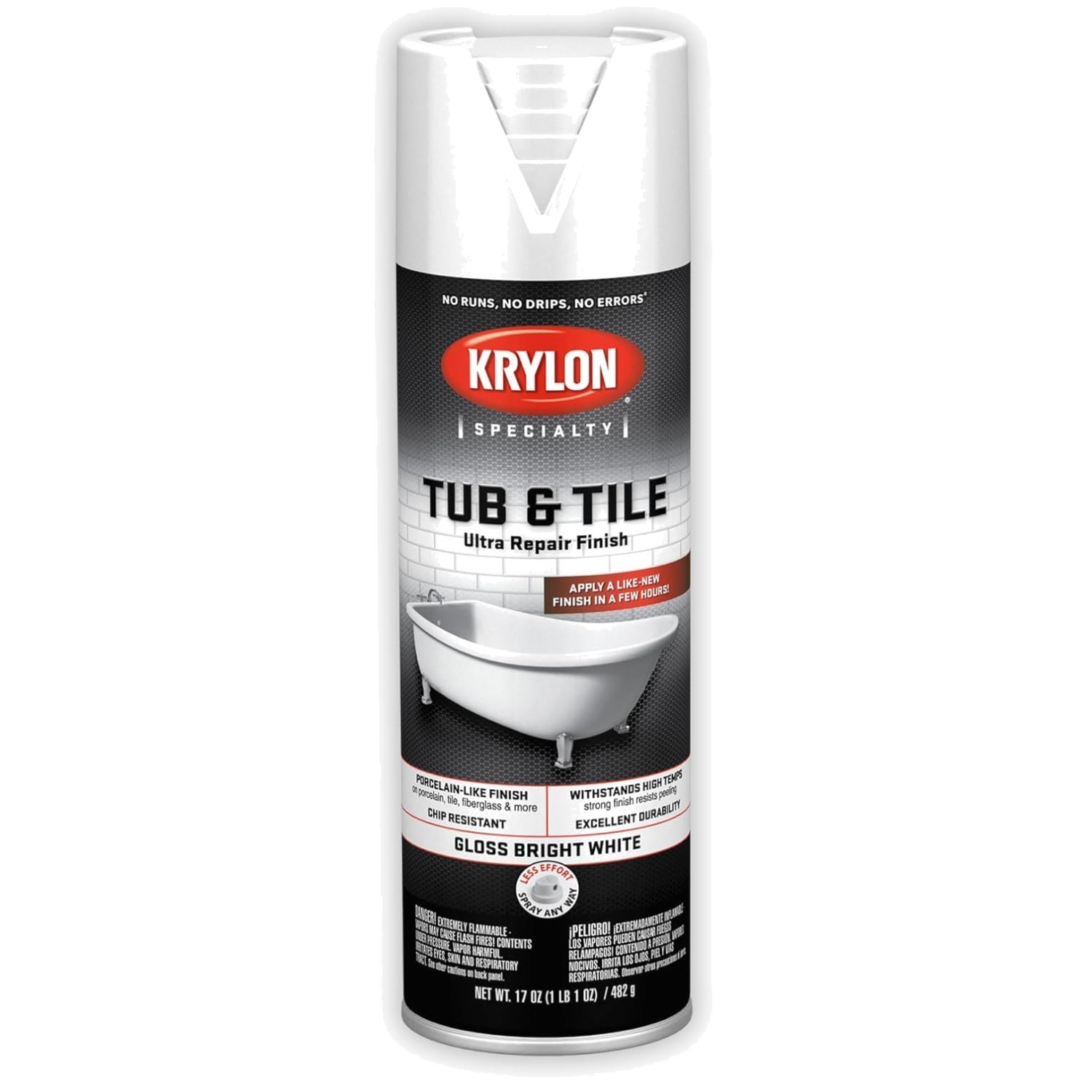 Glossy White Tub & Tile Paint, Chip Resistant, 17oz