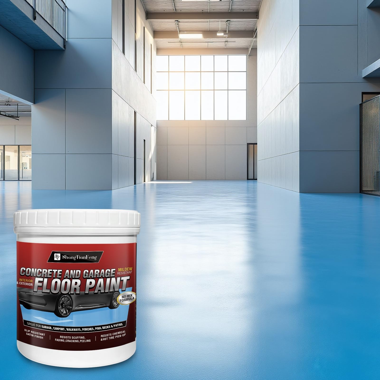 Floor wall paint, oil-based epoxy 128 Fl Oz (Pack of 1), Bright Blue