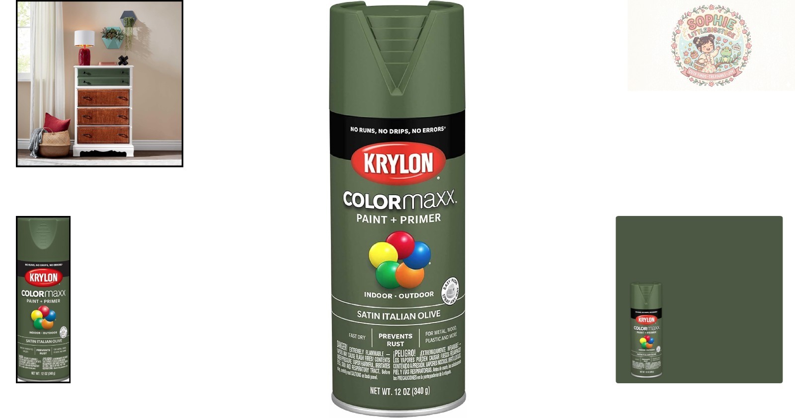 Versatile Satin Olive Green Spray Paint & Primer for Indoor/Outdoor DIY Projects
