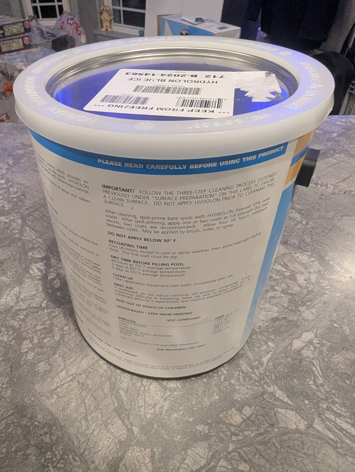 Olympic Hydrolon Pool Paint 712 Blue Ice 1 Gallon- Brand New & Sealed