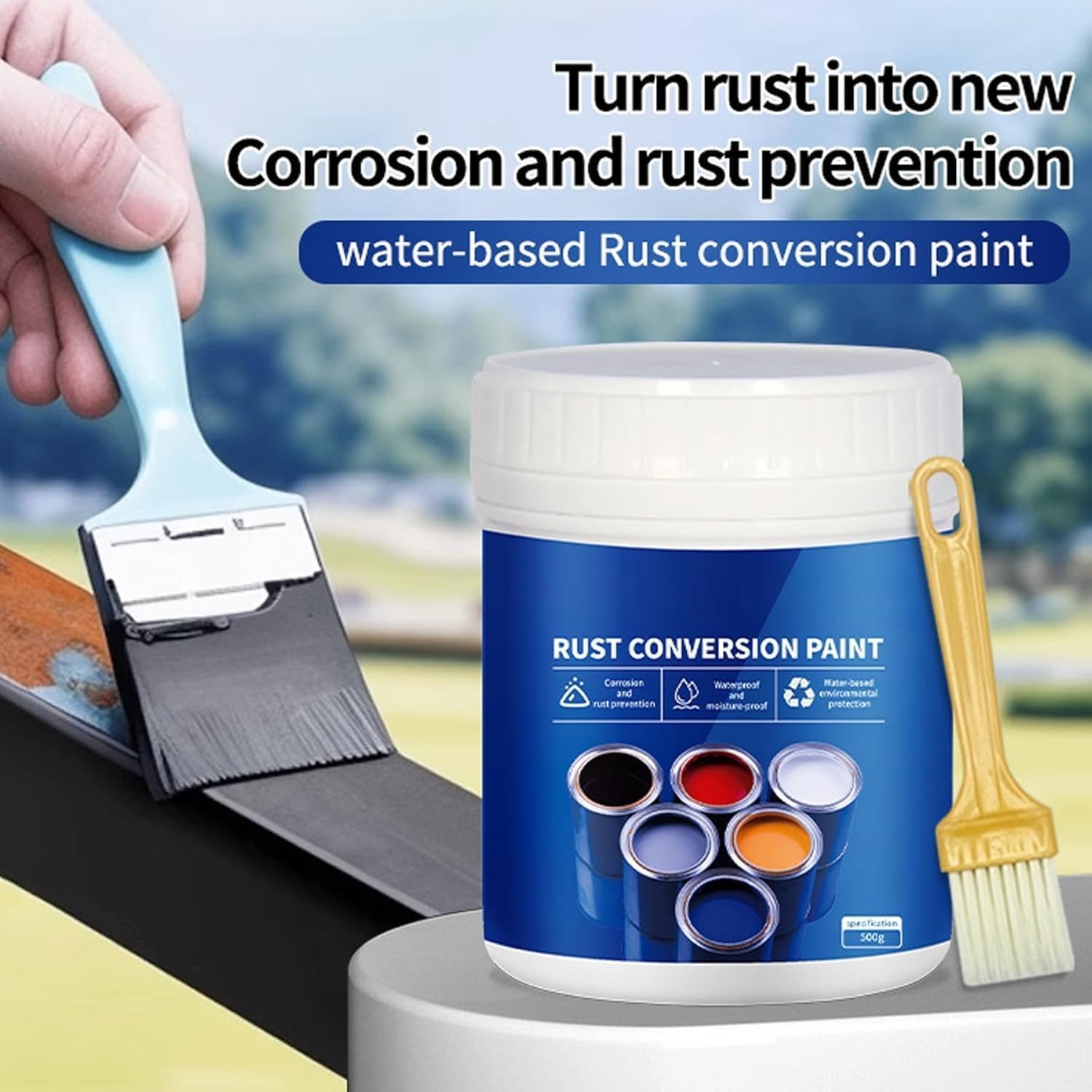 Water-Based Rust Converter & Primer for Metal, 10.7 Oz – Waterproof Protection