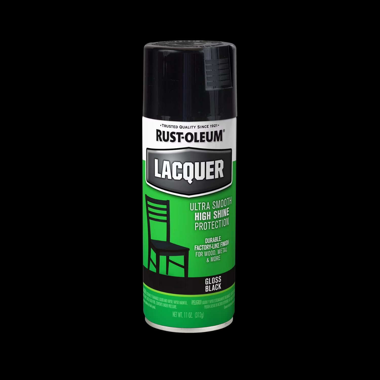 (6 Pack) Rust Oleum Gloss Black Lacquer Spray Paint 11oz Fast Dry Wood Metal Use