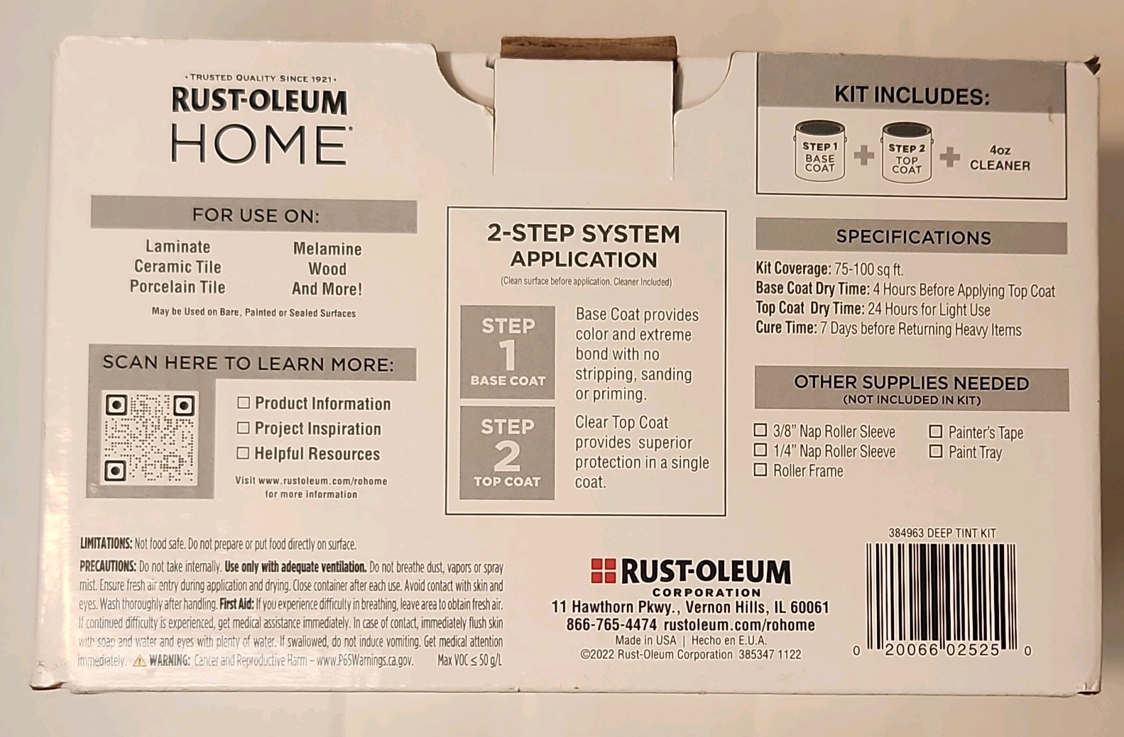Rust-Oleum Countertop Coating Kit Deep Tint Base Satin Top Coat