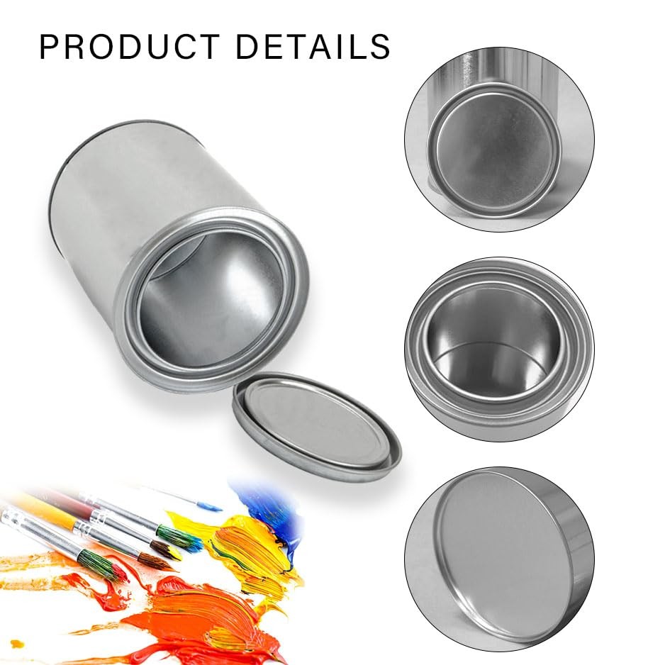 2 Pack Empty Metal Paint Cans with Lids,Empty Pint Paint Cans with Lids for L…