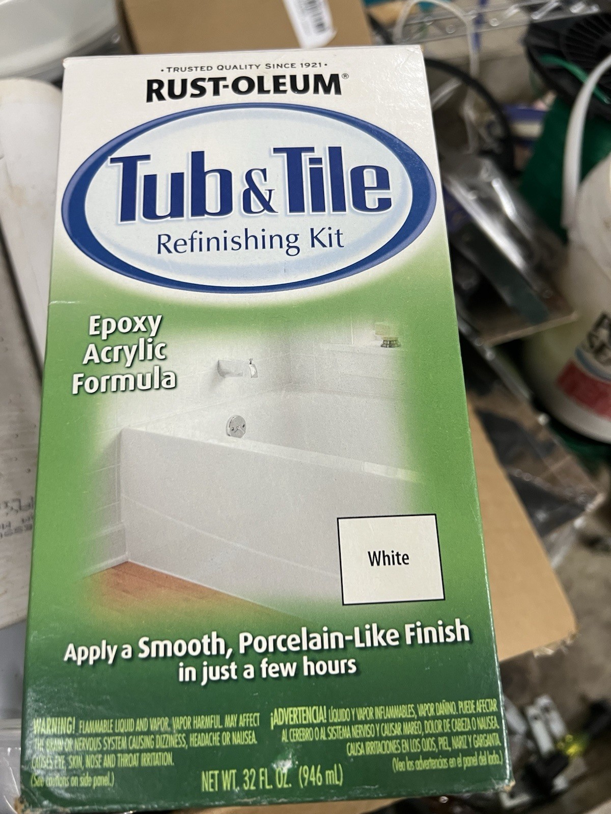 Rust-Oleum Tub & Tile Refinishing Kit Epoxy Acrylic Gloss White 1 Qt