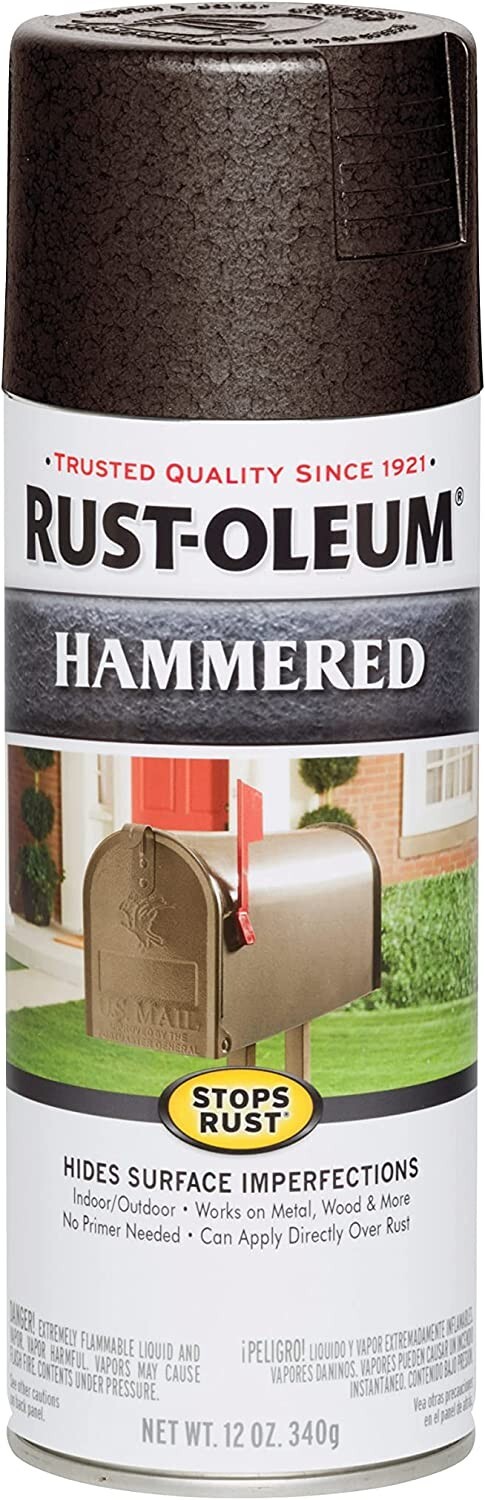 Rust-Oleum 7218830 Stops Rust Hammered Spray Paint, 12 Oz, Dark Bronze, 1 Pack