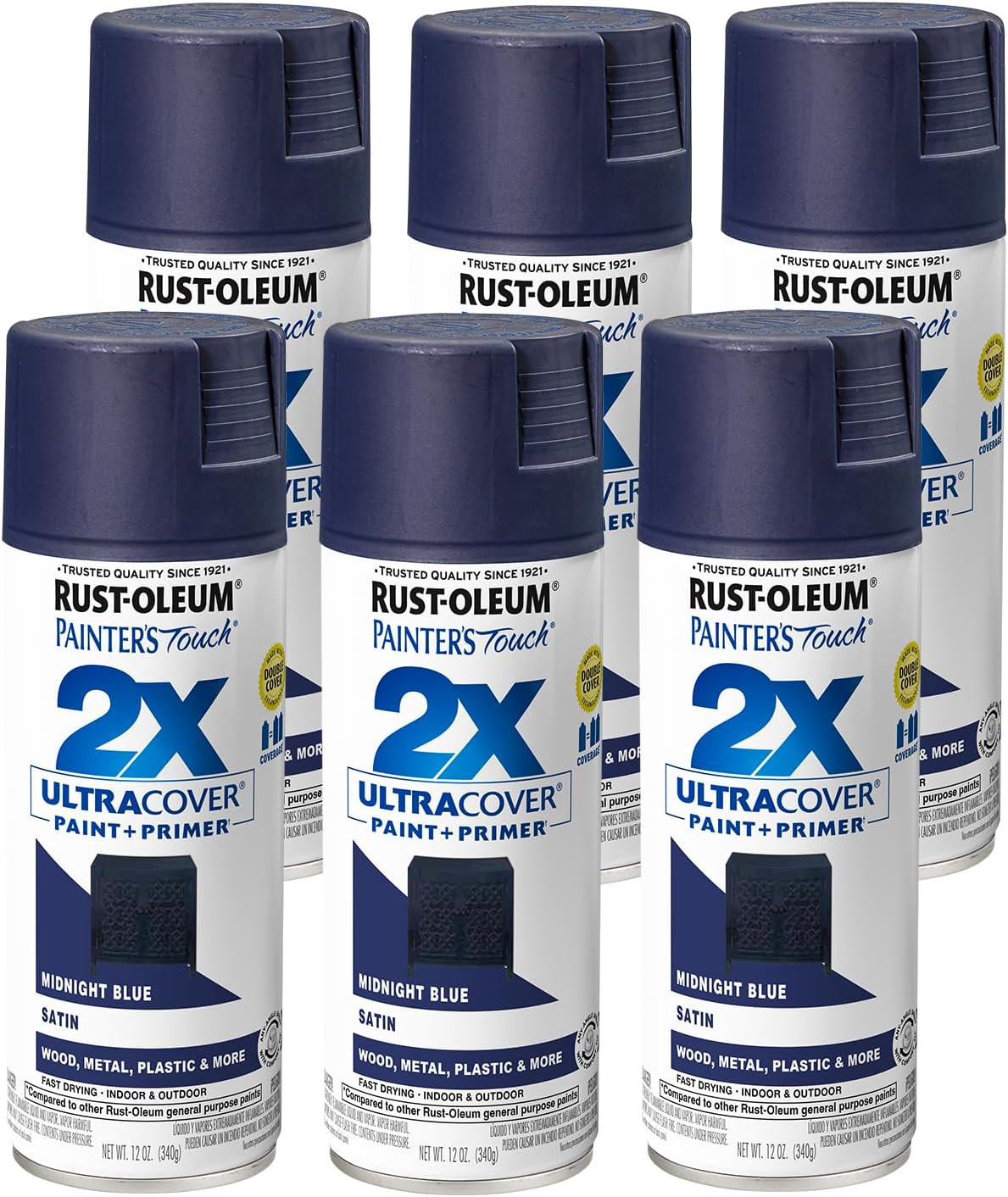 Painter’S Touch 2X Ultra Cover Spray Paint, Satin Midnight Blue